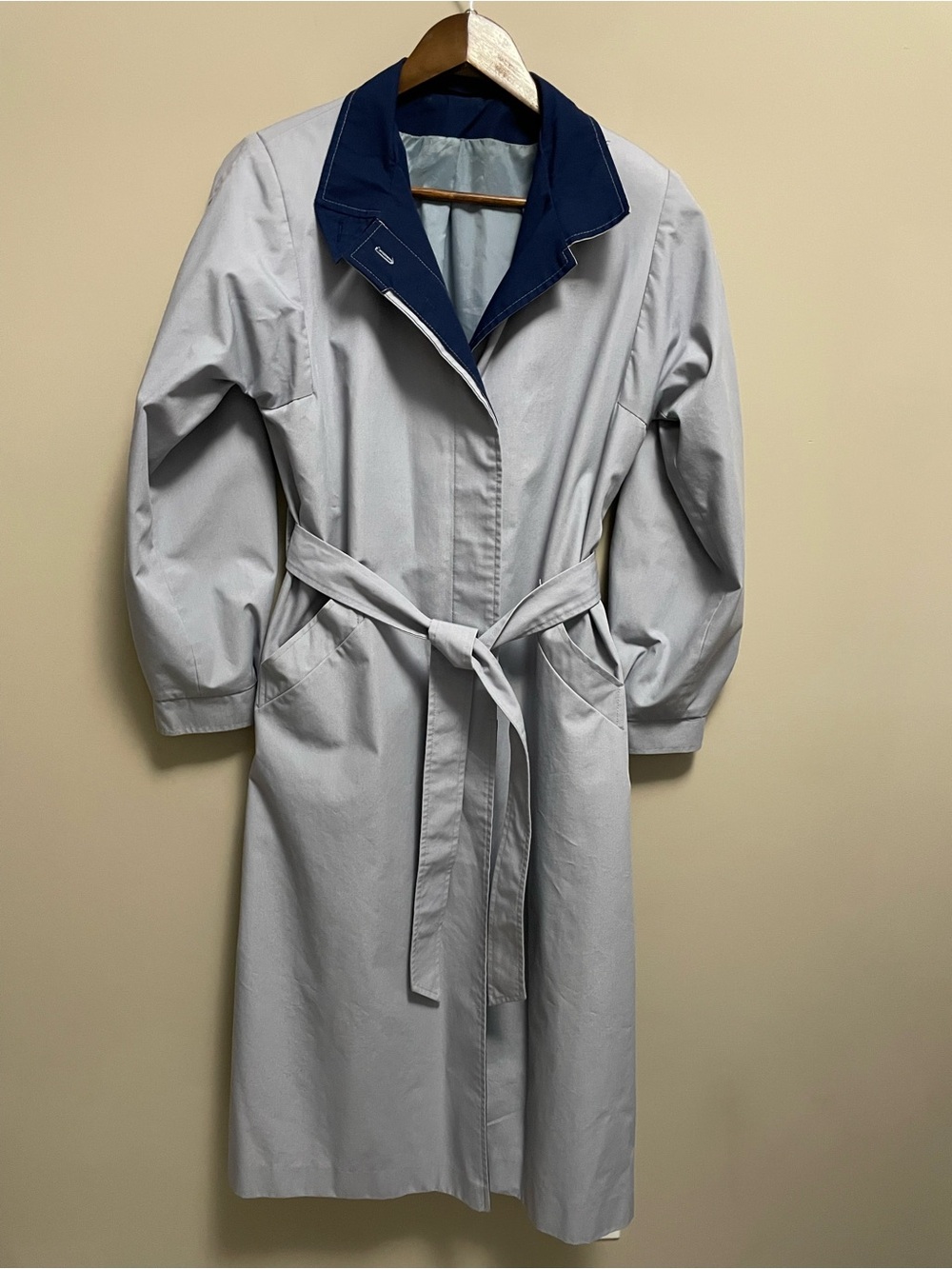 Vintage Blue & Navy Trench Coat Women’s Medium